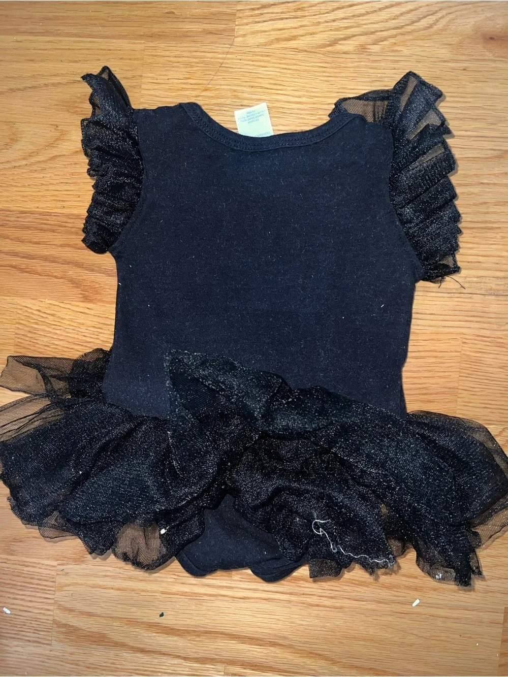 Girls' Black Tutu Dress Bodysuit with Pink Bow - 